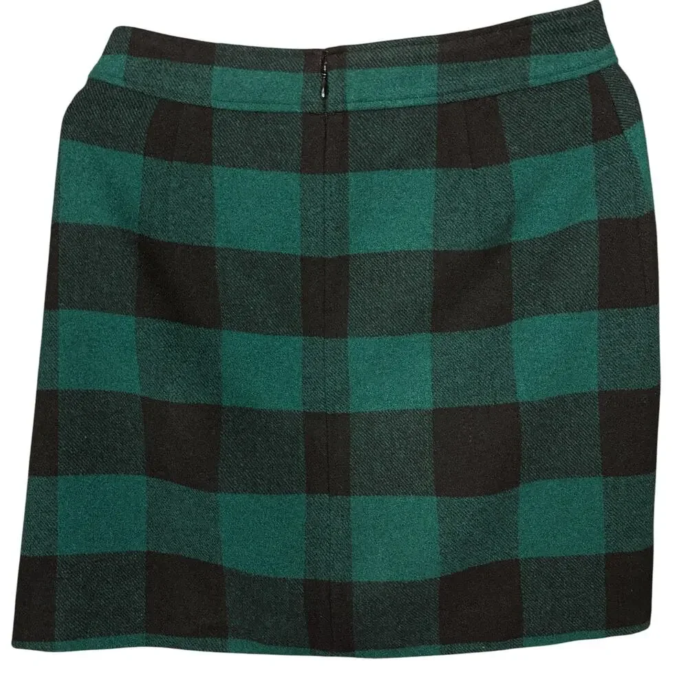 J. Crew Wool Blend Buffalo Plaid Check Size 6 Mini Skirt Academia Preppy 90s NWT